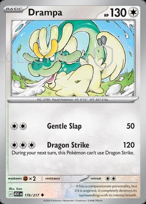 Pokemon Ascended Heroes 176/217 Drampa  Reverse Holo
