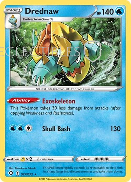 Pokemon Shining Fates 027/072 Drednaw  Reverse Holo