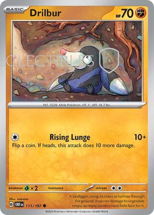 Pokemon Obsidian Flame 111/197 Drilbur  Reverse Holo