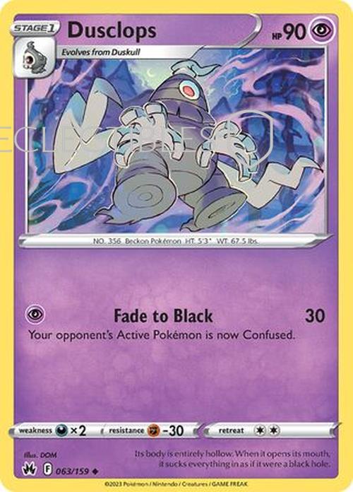 Pokemon Crown Zenith 063/159 Dusclops  Reverse Holo