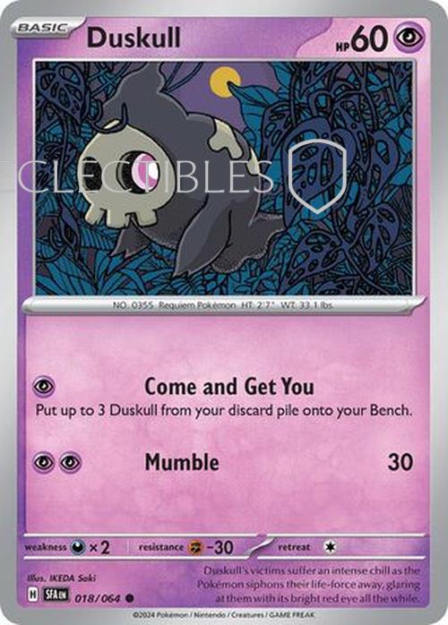 Pokemon Shrouded Fable 018/064 Duskull  Reverse Holo