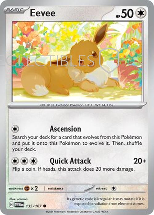 Pokemon Twilight Masquerade 135/167 Eevee  Reverse Holo