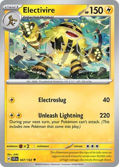 Pokemon Stellar Crown 047/142 Electivire  Reverse Holo