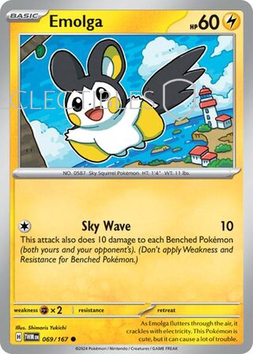 Pokemon Twilight Masquerade 069/167 Emolga  Reverse Holo