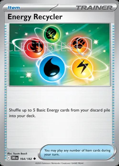 Pokemon Destined Rivals 164/182 Energy Recycler  Reverse Holo