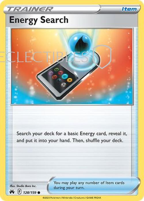 Pokemon Crown Zenith 128/159 Energy Search  Reverse Holo