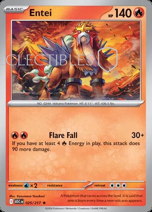 Pokemon Ascended Heroes 025/217 Entei  Reverse Holo