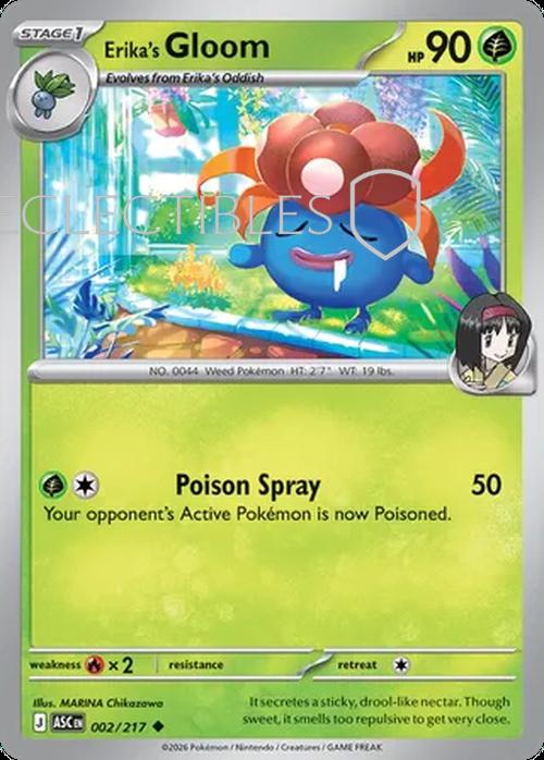 Pokemon Ascended Heroes 002/217 Erikas Gloom  Reverse Holo