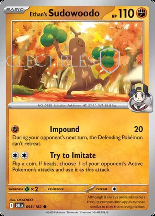 Pokemon Destined Rivals 093/182 Ethans Sudowoodo  Reverse Holo
