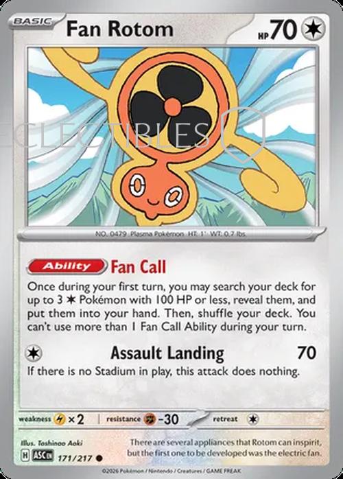 Pokemon Ascended Heroes 171/217 Fan Rotom  Reverse Holo