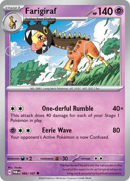 Pokemon Twilight Masquerade 084/167 Farigiraf  Reverse Holo