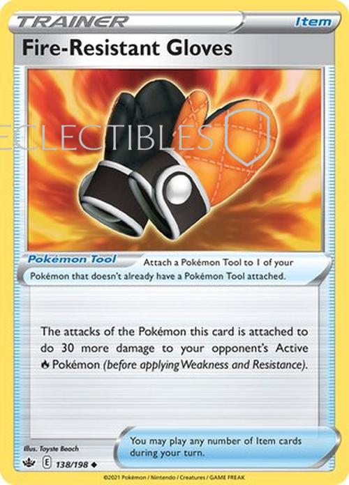 Pokemon Chilling reign 138/198 Fire Resistant Gloves  Reverse Holo