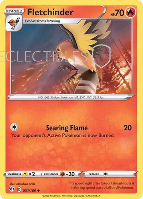 Pokemon Darkness Ablaze 031/189 Fletchinder  Reverse Holo