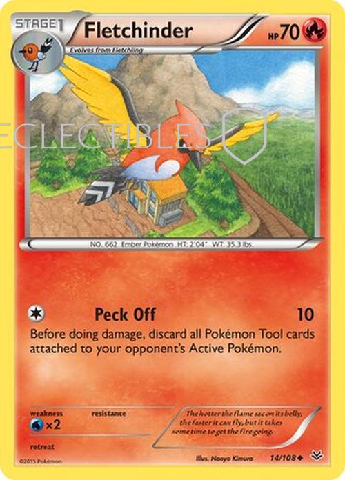 Pokemon Roaring Skies 014/108 Fletchinder Reverse Holo