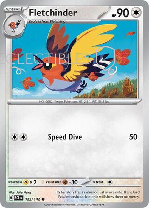 Pokemon Stellar Crown 122/142 Fletchinder  Reverse Holo