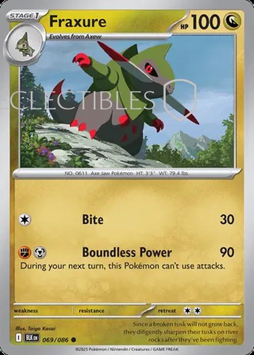 Pokemon Black Bolt 069/086 Fraxure  Reverse Holo
