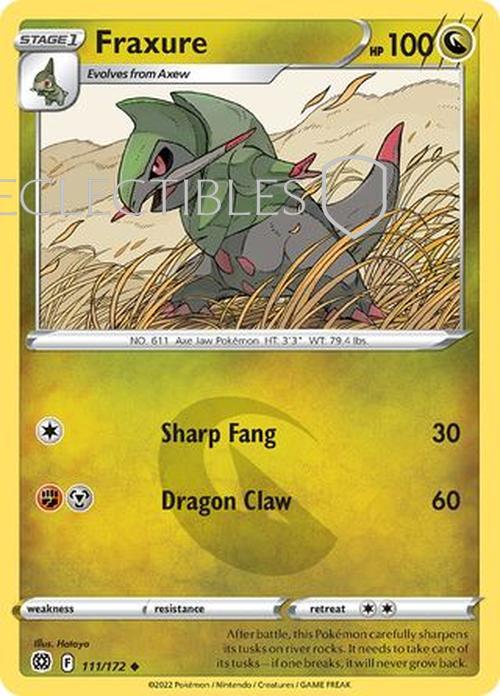 Pokemon Brilliant Stars 111/172 Fraxure  Reverse Holo