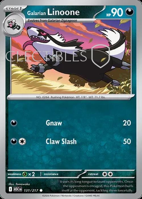 Pokemon Ascended Heroes 131/217 Galarian Linoone  Reverse Holo