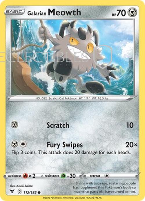 Pokemon Vivid Voltage 112/185 Galarian Meowth Reverse Holo
