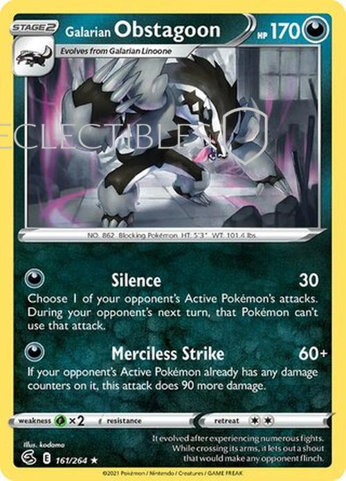 Pokemon Fusion Strike 161/264 Galarian Obstagoon Holo