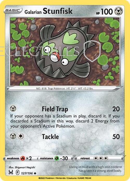 Pokemon Lost Origin 127/196 Galarian Stunfisk  Reverse Holo