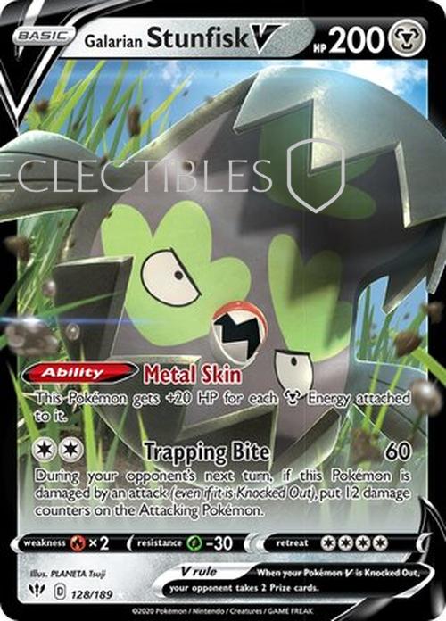 Pokemon Darkness Ablaze 128/189 Galarian Stunfisk V