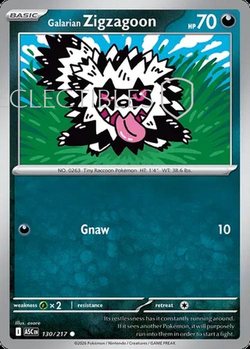 Pokemon Ascended Heroes 130/217 Galarian Zigzagoon  Reverse Holo