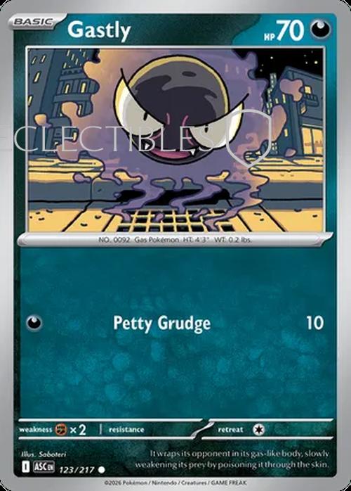 Pokemon Ascended Heroes 123/217 Gastly  Reverse Holo
