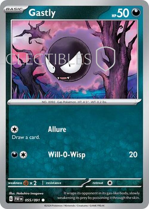 Pokemon Paldean Fates 055/91 Gastly  Reverse Holo
