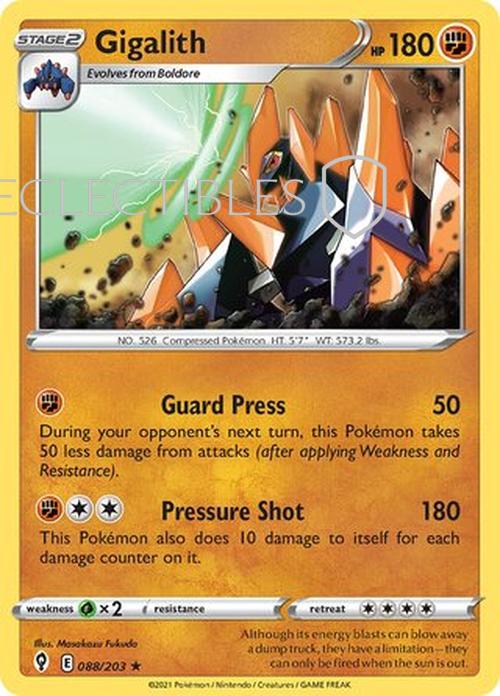 Pokemon Evolving Skies 088/203 Gigalith  Reverse Holo