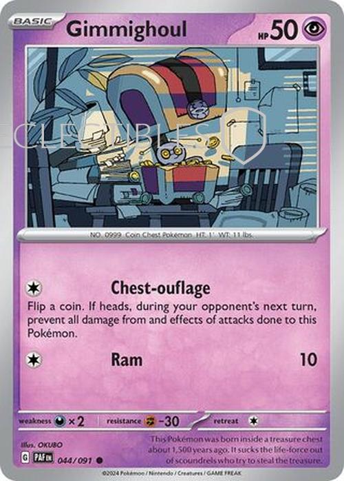 Pokemon Paldean Fates 044/91 Gimmighoul  Reverse Holo