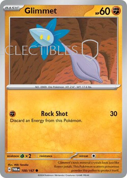Pokemon Twilight Masquerade 108/167 Glimmet  Reverse Holo