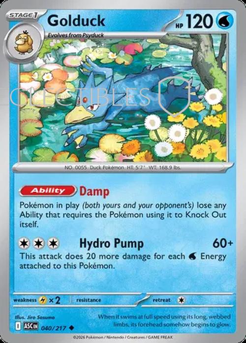 Pokemon Ascended Heroes 040/217 Golduck  Reverse Holo