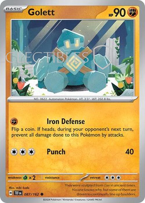 Pokemon Temporal Forces 087/162 Golett  Reverse Holo