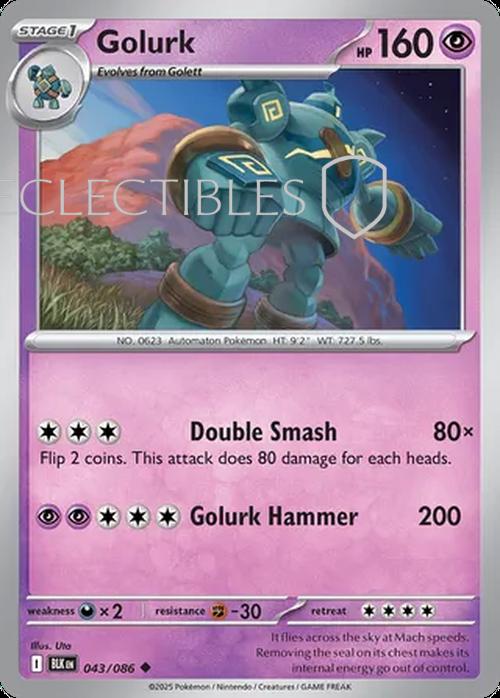 Pokemon Black Bolt 043/086 Golurk  Reverse Holo