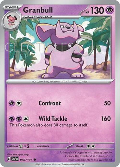 Pokemon Obsidian Flame 088/197 Granbull  Reverse Holo