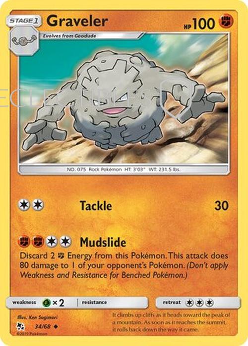 Pokemon Hidden Fates 34/68 Graveler  Reverse Holo