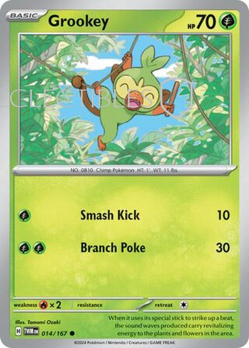 Pokemon Twilight Masquerade 014/167 Grookey  Reverse Holo