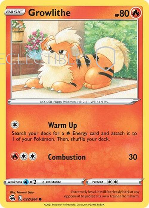 Pokemon Fusion Strike 032/264 Growlithe  Reverse Holo