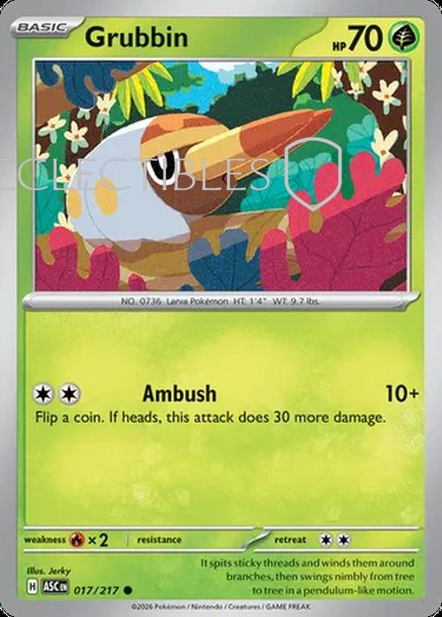 Pokemon Ascended Heroes 017/217 Grubbin  Reverse Holo