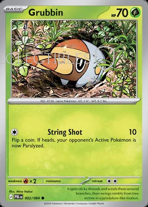 Pokemon pitch black 002/84 Grubbin  Reverse Holo