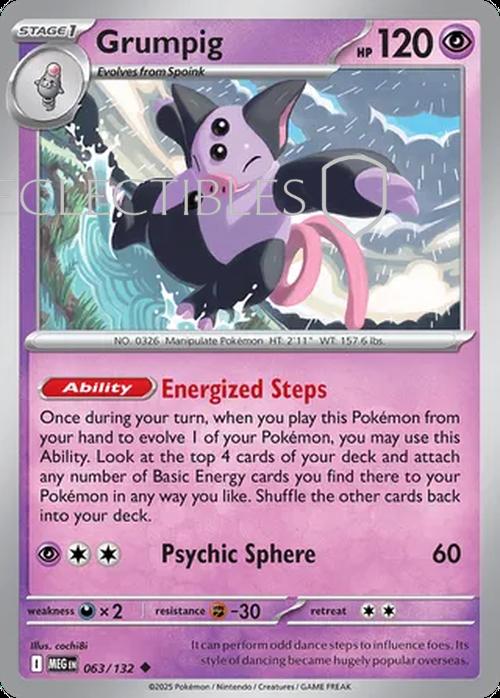 Pokemon Mega Evolutions 063/132 Grumpig  Reverse Holo