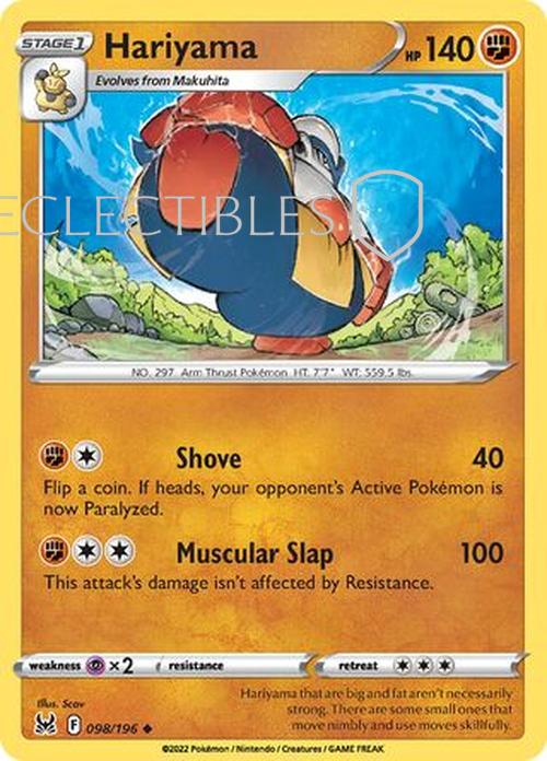 Pokemon Lost Origin 098/196 Hariyama  Reverse Holo