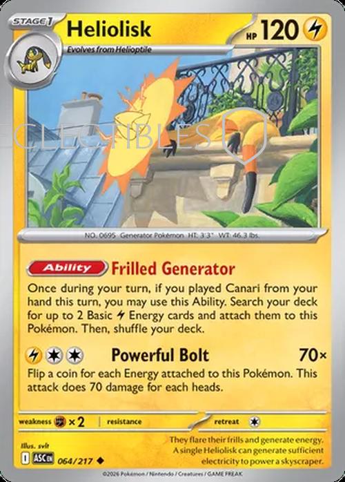 Pokemon Ascended Heroes 064/217 Heliolisk  Reverse Holo