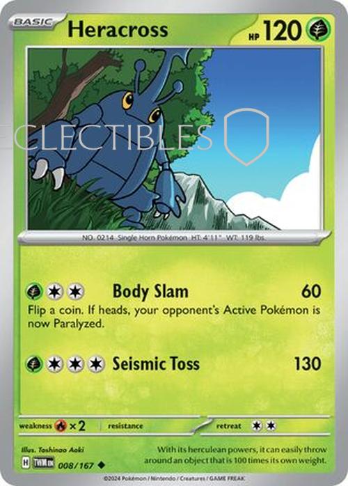 Pokemon Twilight Masquerade 008/167 Heracross  Reverse Holo