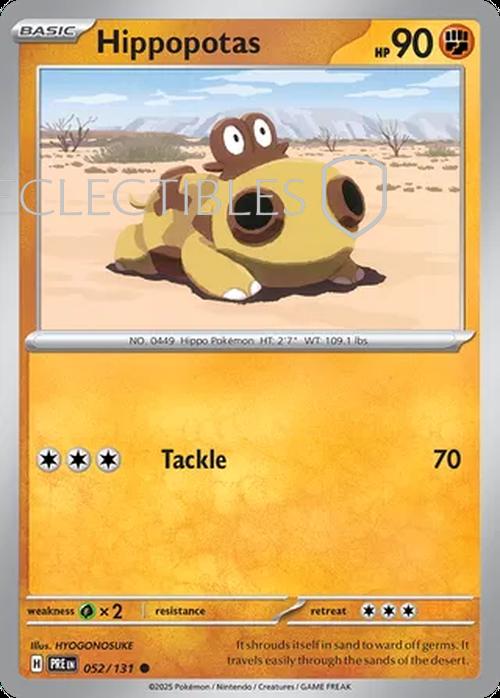 Pokemon Prismatic Evolutions 052/131 Hippopotas Reverse Holo