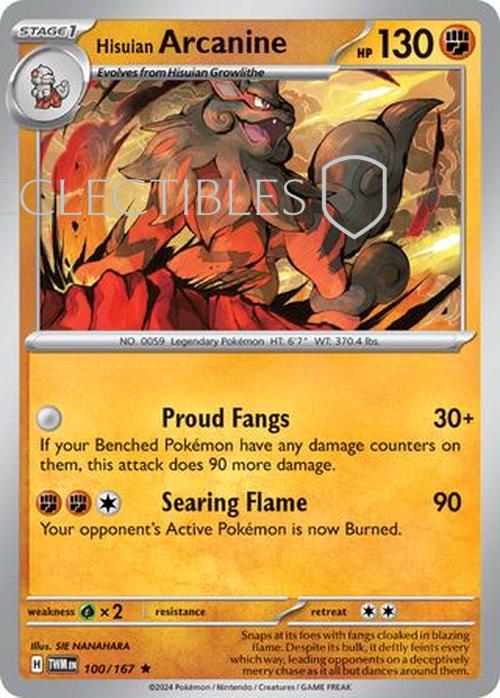 Pokemon Twilight Masquerade 100/167 Hisuian Arcanine Holo