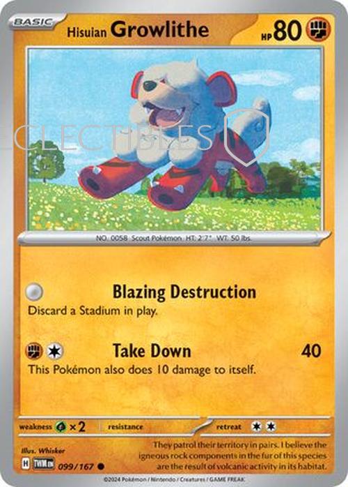 Pokemon Twilight Masquerade 099/167 Hisuian Growlithe  Reverse Holo
