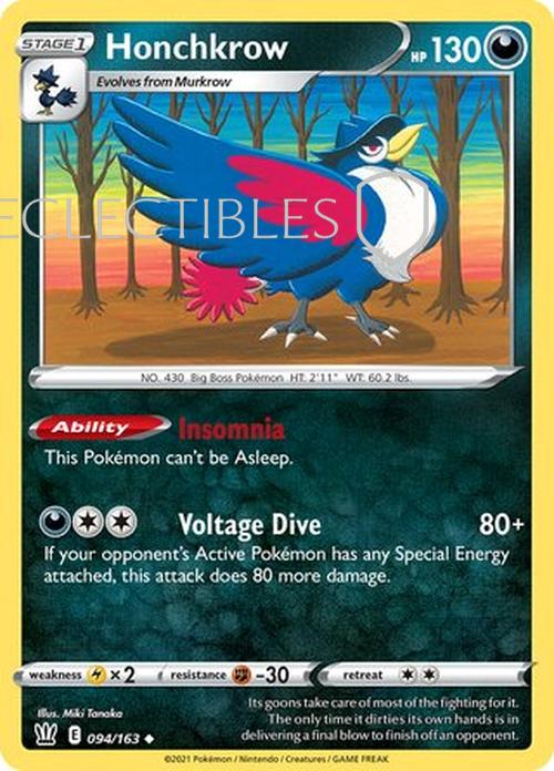 Pokemon Battle Styles 094/163 Honchkrow  Reverse Holo