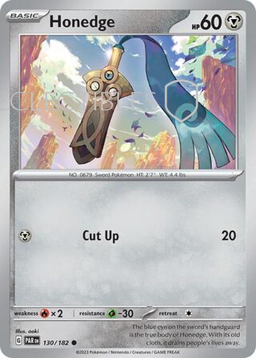 Pokemon Paradox Rift 130/182 Honedge  Reverse Holo